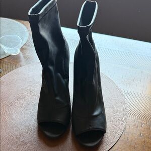Steve Madden Black Peep-Toe Stretch Sock Booties